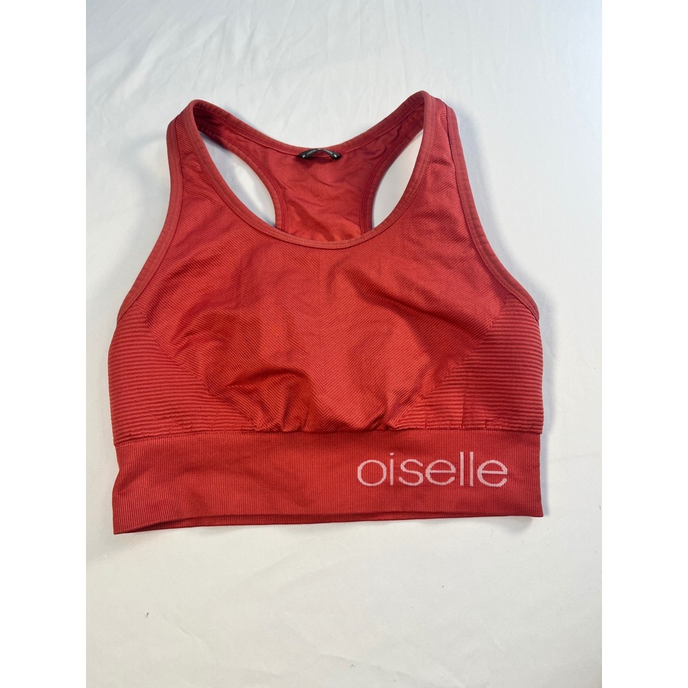 Oiselle Womens terracotta Racerback Sports Bra Medium Ribbed Activewear Running